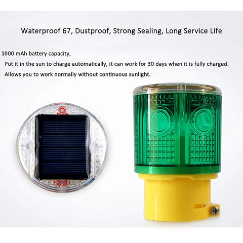 Ultra Bright Solar Strobe Warning Light for Construction and Traffic 360 Degree LED Beacon Wireless Auto On Off IP65 Waterproof Yellow product image
