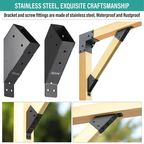 Beefed Up Heavy Duty 45 Degree Angle Support Bracket For 2x4 Wood Posts No Sag No Shake Built To Last For Gazebos Garages Decks Sheds Patio And DIY Basketball Frames 1.5x3.5 Actual Size