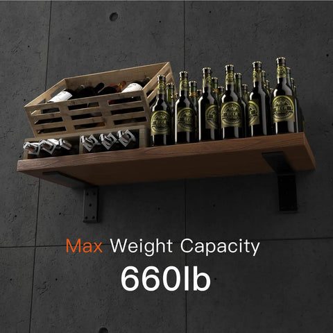 Heavy Duty 12 Inch Countertop Support Brackets Matte Black 2 Pack Premium Steel Floating L Brackets 3/8 Thick with 660lb capacity.
