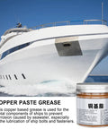 Copper Anti Seize Grease For Electrical Threads And Fasteners High Temperature Copper Lubricant jar beside a boat