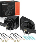 Heavy Duty Dual Snail Car Horn Pair Dropping Badass High Low Howls No Sweat Install For Domestic Trucks Hot Rods 12V Electrical Rig Street Legal Upgrade with wiring components.