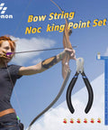 All In One Archery Bow String Nocking Points Kit With Buckle Pliers And T Shape Bow Square For Easy Install Includes 6 Nock Sets Ruler And Retainer Clips For Recurve Bow Dark Blue