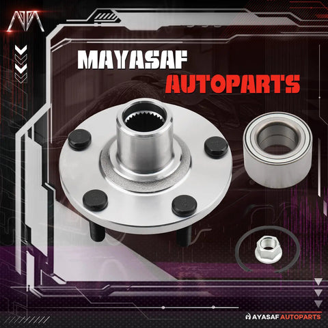 Heavy Duty Front Wheel Hub Bearing Assembly Fits Infiniti I30 I35 Nissan Altima 35L Maxima 2000 2008 No Fuss Replacement 518516 close-up view with bolts and bearing.