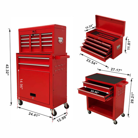 Solid As A Rock Rolling Tool Chest Eight Deep Drawers And Detachable Top Workbox Heavy Duty Mobile Shop Rig dimensions with wheels and drawers.