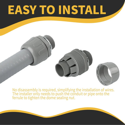 Three Quarter Inch Liquid Tight Conduit Connector 180 Degree Straight Non Metallic NPT Nylon 6 PVC Electrical Fittings for DIY