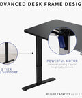 Electric Standing Desk With Memory Height Adjustment, 60 X 24 Inch One Piece Black Top, advanced desk frame and motor