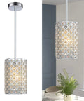 Modern Crystal Flush Mount Ceiling Light, 1 Light, Bulb Included, Silver Chrome Finish over kitchen island