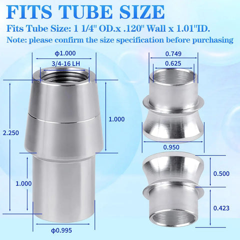 Heavy Duty 3/4 Inch Chromoly Heim Joint Rod End With Lock Nut For Panhard Suspension, 1.25" OD tube size specifications.