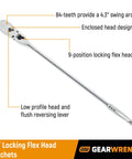 Two Piece Drive 84 Tooth Locking Flex Head Teardrop Ratchet Set For Tight Spots With 9 Locked Angles And Enclosed Head Bright Chrome Finish