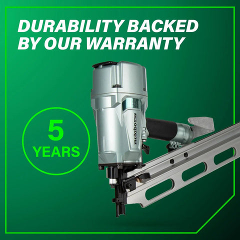 Top Shelf Pneumatic Framing Nailer With Smooth Operator Depth Tweaks And Heavy Duty Aluminum Magazine for snag free shooting.
