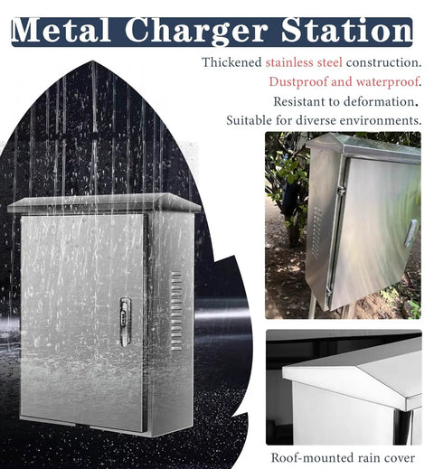 Tough As Nails Waterproof Stainless Steel EV Charger Cover protects Tesla and universal plugs from weather, featuring a dual lock.