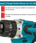 Heavy Duty Cordless Drill Electric Screwdriver Kit Packing 320 Nm Torque 2400 Rpm Dual Speed showing speed change button and settings