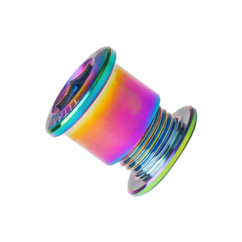 Top Shelf Grade 5 Titanium Chainring Bolts For Mountain And Road Bikes Badass M8x6Millimeter double crankset fasteners in vibrant colors