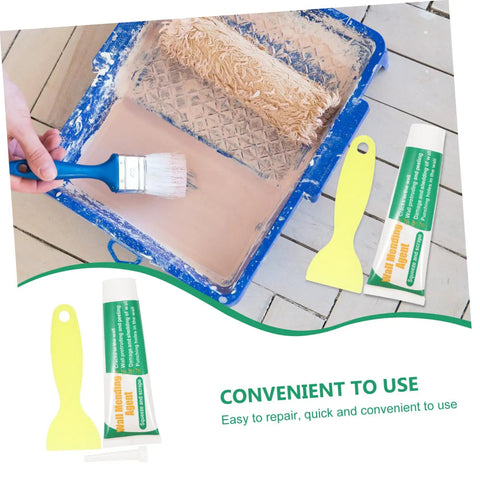 Two Set Wall Mending Cream Kit Quick Drying Drywall Crack Repair Paste With Scraper shown with tools on a wooden surface