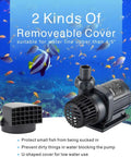 Image of 24V DC Water Pump With LCD Display Controller For Saltwater Aquarium Ultra Quiet Inline Or Submersible Return Pump 800 GPH For Coral Reef Tank Sump Energy Saving Low Noise Durable Magnetic Drive, featuring two removable covers for water line management.