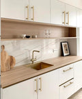 10 Pack Champagne Bronze Cabinet Pulls 5 Inch 128mm Honey Bronze Kitchen Cabinet Handles on modern white cupboards