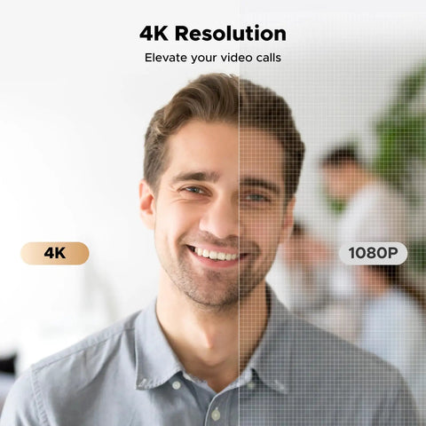 Comparison of video call quality between 4K and 1080P resolution using 4K 30FPS Ultra HD PC Webcam With Microphone, Privacy Cover.