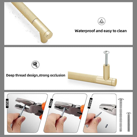 Top Shelf Brushed Gold Cabinet Pulls Deliver A Dead Sharp Knurled Grip For Modern Kitchen Drawers And Pantry Doors This 10 Pack Hardware Set Fits A Standard 5 Inch Hole Spacing showcased with deep thread design.