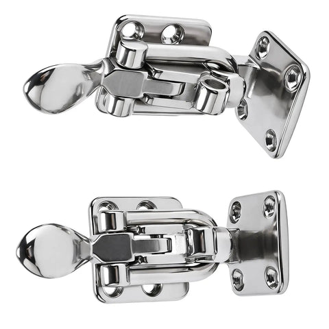 Bad To The Bone Heavy Duty Marine Grade 316 Stainless Steel Anti Rattle Lockable Hatch Latch With 90 Degree Hold Down Clamp, side view.