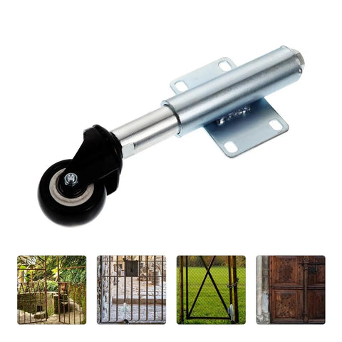 Zero Drama 2 Inch Polyurethane Spring Loaded Swivel Caster Wheel For Heavy Duty Iron Gate close-up view with metal bracket.