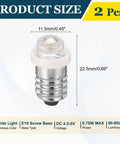Hella Versatile E10 Screw Base LED Bulb Two Pack DC Four Point Five To Five Volt Compact Mini Indicator Lamp showing dimensions and details.