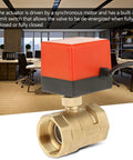 Heavy Duty Two Way Brass Ball Valve With Smart Motorized Actuator Control, DC 12 Volt Dead Quiet Operation for HVAC systems.