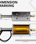 DC12V Push Pull Solenoid With 35mm Stroke, High Performance Linear Actuator Electromagnet dimensions and side view