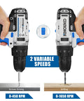 20V Cordless Impact Drill Driver Kit With Battery And Fast Charger, 2-Speed (0-450 And 0-1650 RPM), drilling and screw driving view
