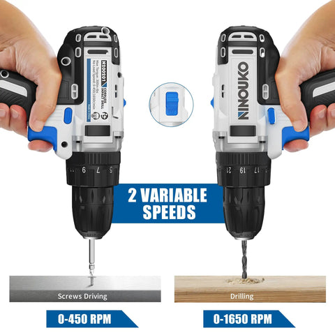 20V Cordless Impact Drill Driver Kit With Battery And Fast Charger, 2-Speed (0-450 And 0-1650 RPM), drilling and screw driving view
