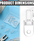 Hella Durable 6-Pack Horizontal Blind Wand Replacement Parts, Solid Wand Tips And Hardware For Broken Tilt Control Rods, Quick-Fix Repair Kit To Get Your Blinds Gliding Smooth Like Nothin Else, shown with dimensions and clear tips.