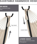 Double Hammock With 9 Ft Space Saving Steel Stand Includes Carrying Case Weather Resistant Cotton adjustable height settings