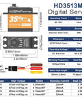 Beefy Torque Waterproof RC Servo With Metal Gears And Aluminum Case Digital Programmable 180 Degree Control specs chart