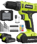 Rock Solid Go Getter 20V Cordless Drill Driver With Two Rechargeable Batteries 30 Nm Torque And 21 Plus One Settings For No Hassle Home Repairs And Slick Projects Including Bright LED Light Keyless Chuck with accessories and case.