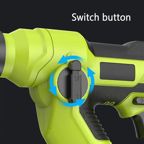 Close-up of the switch button on Built Tough Cordless Drill Hammer Screwdriver Industrial Power Tool Combo Set.