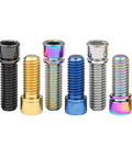 Professional Grade Black Titanium Hex Bolts M7 X 20MM Stem Screws For BMX Shredding Bikes in various colors and sizes.