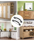 12 Pack Rustic Barn Door Handles Set 4 Inch Length Hole To Hole 3.2 Inches Metal Gate Pull Handles with screws shown in various home settings