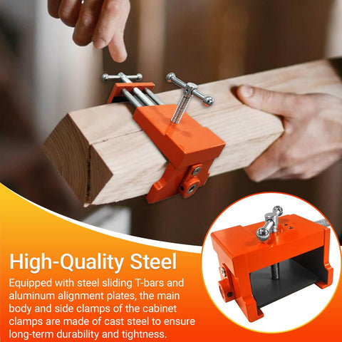 Four Pack Heavy Duty Face Frame Cabinet Clamps With Alignment Plate for woodworking and cabinet installations in use