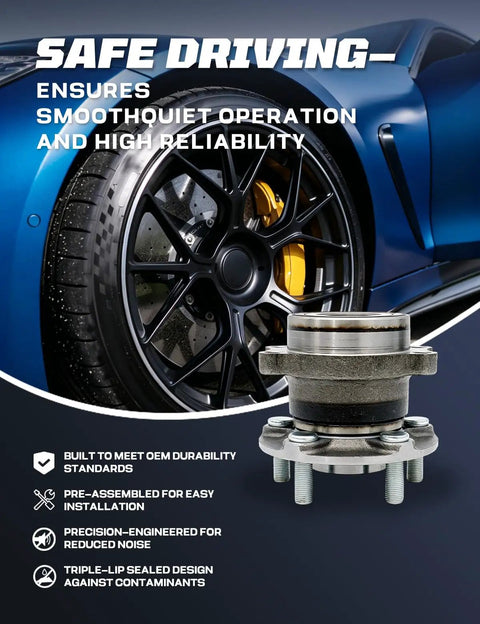 Rear Wheel Bearing And Hub Assembly For Subaru Crosstrek Forester Impreza 2016 To 2021 with black and silver metal design.