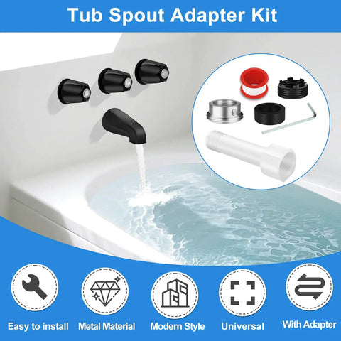 Matte Black Shower Trim Kit With 3 Easy Grab Knobs And Tub Spout Four In One Adapter Fits One Half Inch Copper Pipe