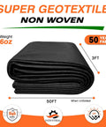6oz Non Woven Geotextile Fabric 3 Ft By 50 Ft Heavy Duty PET Geotextile folded roll shown with dimensions