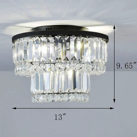 Modern Glam Crystal Raindrop Flush Mount Chandelier With Four Lights For Living Room Dining Room Bedroom Bathroom Hallway Closet Totally Chic And More D13 X H9.65 Inches Easy Install Edison Style Bulb Compatible Bulbs Not Included