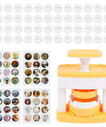 DIY Button Maker Kit 2.16 Inch Pin Press Machine Set With 48 Button Parts including printed designs and ABS badge punch tool.