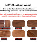 Notice about natural wood variations including color differences, slipknots, knots, gradual tones, black lines, and pit holes.