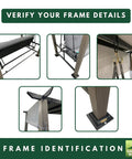 Frame identification guide for Reinforced RipLock 350 Replacement Canopy Top For Boulder Bridge Sandpointe Swing Models