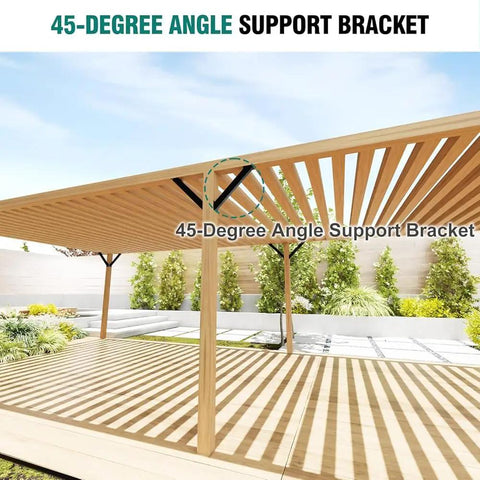 2 Pack 45 Degree Angle Support Brackets For Pergola Kit Heavy Duty Connector Braces For Wood Structures Patio Gazebo Treehouse DIY Projects Outdoor Woodworking Backyard Construction Beefed Up