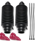 2 Pack Universal Rack And Pinion Steering Boot Kit Compatible With Most Car Models And Years Easy Install No Tie Rod End Removal And No Wheel Alignment Needed Durable Rubber Boot Replacement with zip ties and red adapters