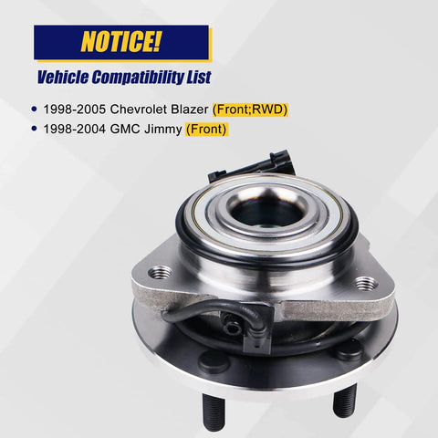 Rock Solid Front Wheel Bearing And Hub Assembly Fits 1998-2005 Chevrolet Blazer And 1998-2004 GMC Jimmy 513200 close-up view