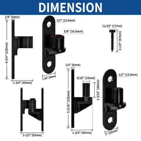 Diagram showing dimensions of Heavy Duty Gate Hinges 2 Pack 304 Stainless Steel With Painted Coating Rust Resistant Outdoor Hardware.