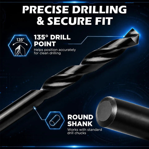 High-speed drill bit with 135° point for precise drilling in Top Shelf Sae Thread Repair Kit With Hss Drill Bits And Iron Tough Taps.