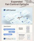 Smart Ceiling Fan With Lights, 42 Inch Black, app control, Alexa Google voice commands, remote and wall switch options